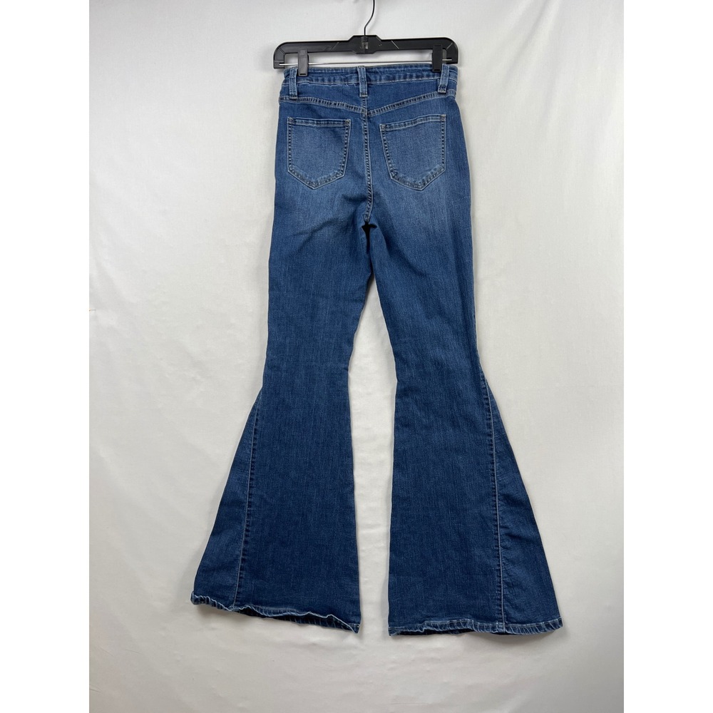 YMI Gigi Fit Flare Jeans Womens 5/27 Blue High Rise Distressed Bell Bottoms - Picture 7 of 11